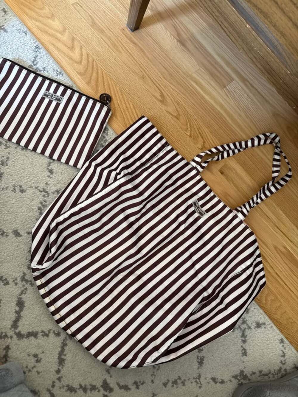 Henri Bendel Striped Tote Bag with Zip Pouch